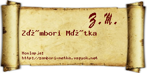 Zámbori Mátka névjegykártya